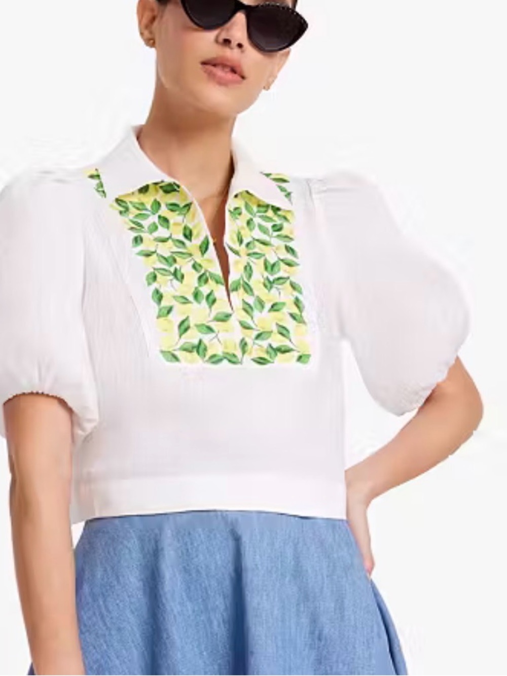 Kate Spade lemon Blouse small embroidered